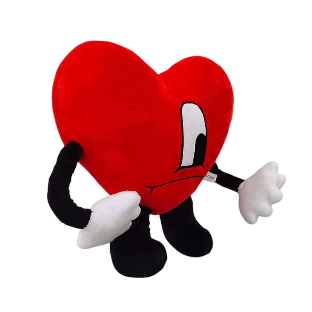 hot Custom Stuffed Red Heart Plushie Bad Bunny Plush Toy Bag With Hat Un Verano Sin Ti Stockx Bad Bunny Plush Heart Pillow