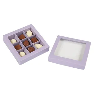 Custom 9PCS Chocolate Gift Box with Window, Pink Rigid Candy Box with Dividers for Party Favors - Product Image 4