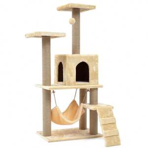 Nuevo Diseño de Lujo: Centro de Actividades para Gatos de Múltiples Niveles, Rascador Rosa, Poste de Sisal Resistente, Árbol para Gatos de Madera - Product Image 3