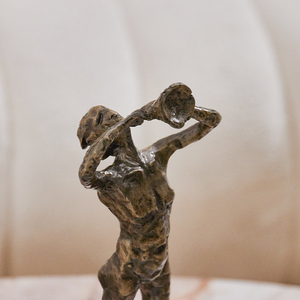 Sculpture de bureau Art Déco en métal vintage, <span class=keywords><strong>homme</strong></span> souffleur de corne, décoration intérieure pour salon - Product Image 6