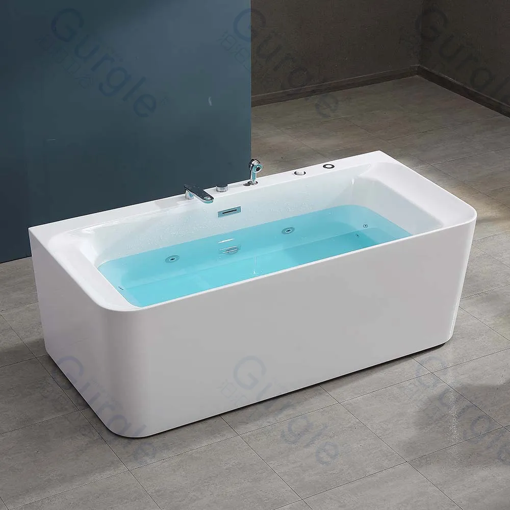 New Luxury Acrylic Đơn Lập Whirlpool Massage Bồn Tắm Hydromassage LED Ánh Sáng Phòng Tắm Acrylic Bồn Tắm Với Vòi Nước