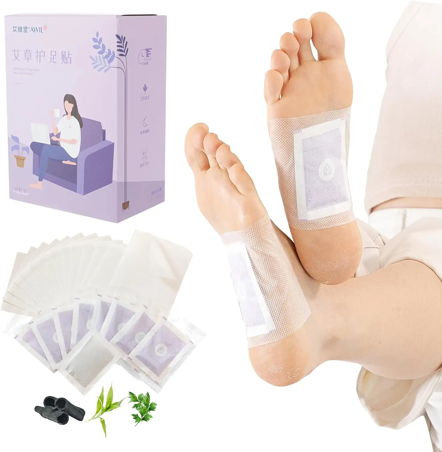 Absinthe Detox Foot Patch Corps Toxines Nettoyage En Profondeur Detox Foot Patch Améliorer Le Sommeil Foot Patch Produits Tendance 50 pcs/boîte