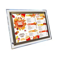Support de bureau ultra-mince en promotion, cadre de boîte lumineuse publicitaire LED en acrylique cristal, simple face, noir/blanc, bord transparent, A5/A4/A3/A2