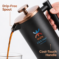 Cafetière à piston isotherme en acier inoxydable à double paroi de 34 oz avec logo personnalisé pour la maison, le bureau, les voyages – Vente en gros