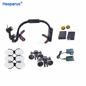 Conjunto completo Médico Dental Cirúrgico Médico Magnifier Lupa Lâmpada 2.5X 3.5X Sem Fio 5W Led Farol Handbend Binocular Lupas