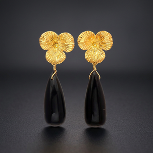 Handmade Brass Gemstone <b>Earrings</b> <b>Gold</b> Plated Boho Ethnic Fashion Unisex - Product Image 4