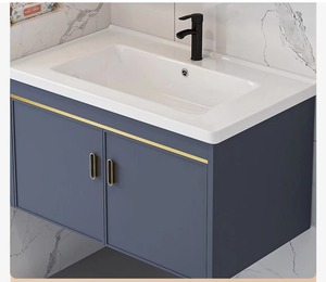 Ensemble <span class=keywords><strong>de</strong></span> meubles <span class=keywords><strong>de</strong></span> salle <span class=keywords><strong>de</strong></span> bain simple pour hôtel, vasque en aluminium - Product Image 2