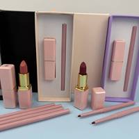 Kits de Maquillage Cosmétiques en Gros Véganes à Haute Pigmentation : Crayons à Lèvres, Gloss et Kits Rouge à Lèvres avec Emballage Boîte Marque Privée
