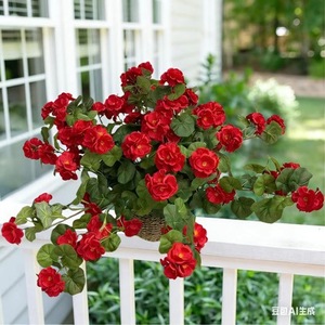 Flores Artificiales de Geranio, Color Rojo Brillante, Flor de Seda de 30cm-100cm, Decoración para Bodas, Adorno para el Hogar - Product Image 3