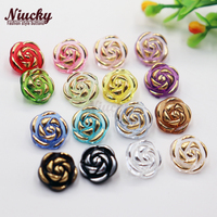 Manik-manik bunga akrilik warna-warni 13mm dengan pinggiran emas/perak, bentuk mawar, flatback, untuk menjahit, warna permen klasik, kancing dekoratif, grosir
