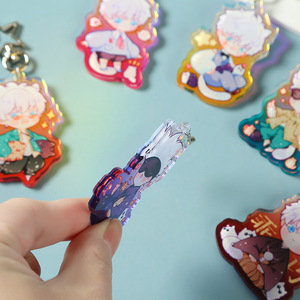 Uv in tùy chỉnh Epoxy quyến rũ rõ ràng Acrylic gương Holographic cầu vồng keycharm phim hoạt hình Acrylic Shaker Keychain điện thoại quyến rũ - Product Image 3