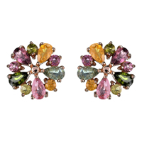925 Silber natürliche Turmalin Blume Ohr stecker für Frauen Exquisite Rose Gold Plated Trendy für Jubiläum Geburtstags geschenk