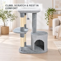 Arbre à chat en peluche OEM avec griffoir en sisal, arbre à chat moderne gris