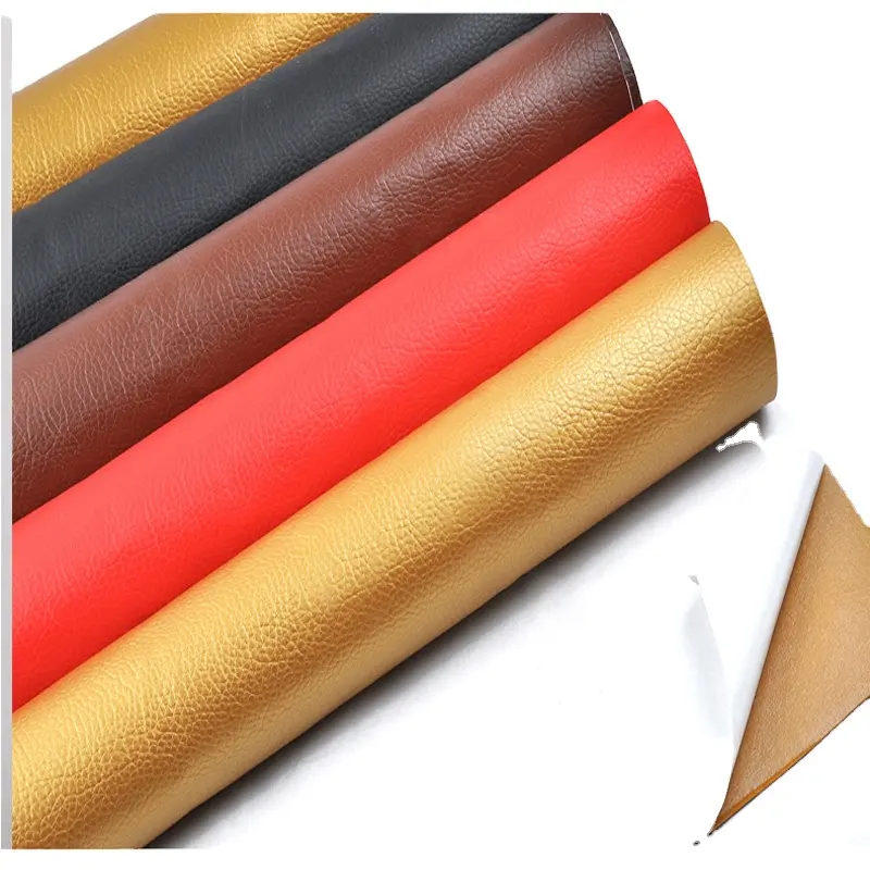 2024 Hot sale soft big litchi pattern PU material self-adhesive leather fabric for sofa repair