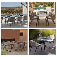 Ensemble de meubles de jardin modernes en rotin pour villa : table et chaises, table à thé, mobilier d'extérieur simple et décontracté