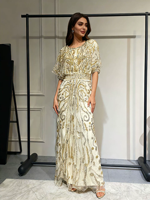 Robe Abaya de luxe, robe de soirée à manches longues, robe ethnique pour femmes musulmanes, robe de fête de haute qualité avec paillettes et diamants, Jalabiya