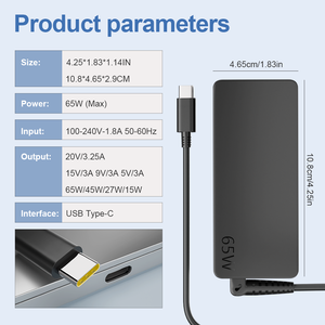 <span class=keywords><strong>Chargeur</strong></span> USB-C <span class=keywords><strong>65W</strong></span> pour adaptateur universel pour ordinateur portable LN/HP avec prise US/UK/EU/AU pour la maison, le bureau, les voyages, <span class=keywords><strong>chargeur</strong></span> pour ordinateur portable de qualité supérieure - Product Image 2