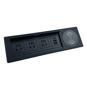 Prise de bureau encastrée avec couvercle rabattable et port USB Type C 270x70mm pour salle de réunion de bureau - Product Image 2