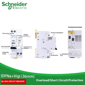 Disjoncteur miniature IDPNA Vigi 36mm en plastique 1P N C Type 10A-40A, protection contre les fuites 10kA, en cuivre, pour rail DIN - Product Image 1