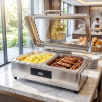 Chauffe-Plat Électrique Professionnel en Acier Inoxydable pour Buffet, Plat de Service pour Restaurant et Hôtels