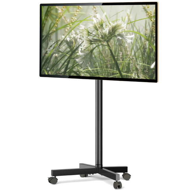 Floor TV Stand with Wheels, 360 Degree Rotating Mobile TV Cart with Bracket, Rotate TV Stand