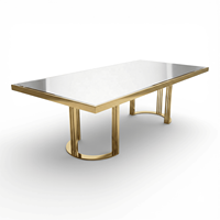 Nouvelle table de buffet rectangulaire de luxe en verre et acier inoxydable pour hôtels, mariages et événements professionnels