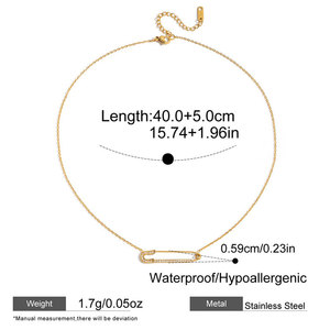 Collares de joyería fina personalizados de acero inoxidable 316L, chapados en oro PVD de 14K y 18K, con colgantes de circonita con clip para mujer. - Product Image 6