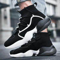 Chaussures de sport montantes décontractées pour hommes, style basketball, printemps-été, grandes tailles, respirantes, en maille élastique, pour la marche
