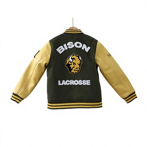 OEM ODM Custom Varsity <b>Jacket</b> Men Navy Blue Striped Rib <b>Patchwork</b> Letterman <b>Jacket</b> Winter Wool Leather Bomber <b>Jacket</b> Manufacture - Product Image 2