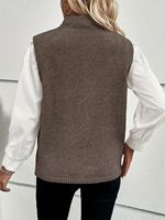Pull-over décontracté en tricot respirant pour femme avec fente au col