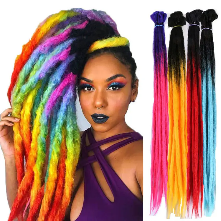 Dreadlocks Crochet Hair Extensions Dread Faux Locs Solid And Mixed Color Synthetic Fiber Braiding Hair Long And Soft 20 Inch