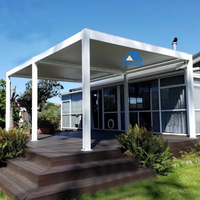 Pergola bioclimatique en aluminium motorisée, intelligente, résistante à la pluie, à toit réglable, pour espaces de vie extérieurs