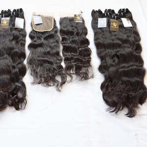 Brésilien non transformé indien Remy faisceaux de cheveux humains cuticule brute aligné bande frontale vague haute vague naturelle lâche vague profonde - Product Image 1