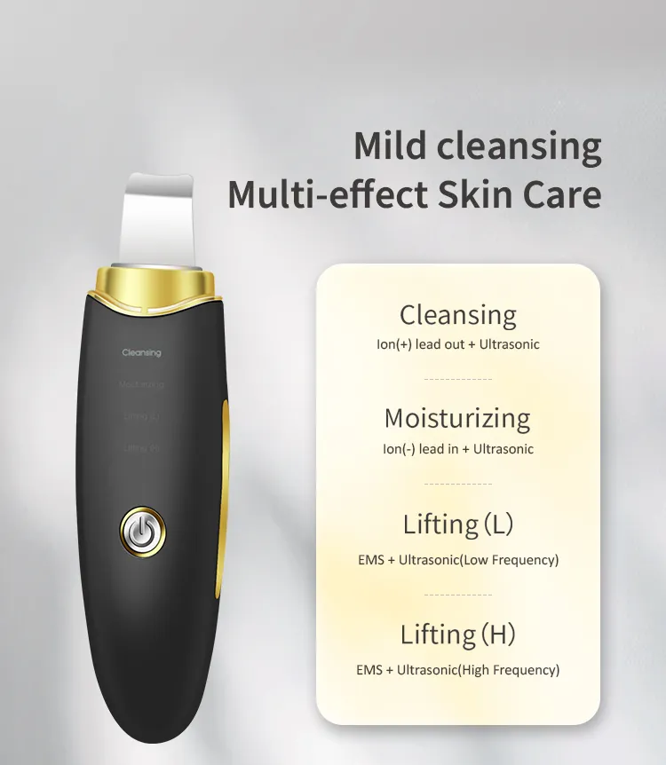 Best selling product face ultrasonic skin scrubber Pore cleansing Blackhead removal peeling spatula peeler scrubber sonic skin
