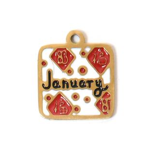 Colgante Cuadrado de Acero Inoxidable 304 Dorado con Esmalte Pintado de 12 Meses para Niños, Nuevo Collar de Moda para Cumpleaños - Product Image 6