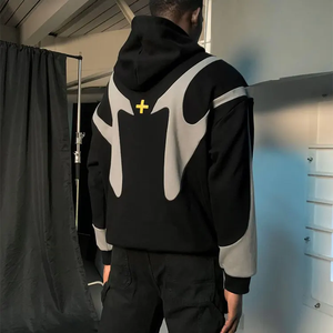 <span class=keywords><strong>Sudadera</strong></span> con capucha de bloque de Color Terry francés personalizada de fábrica <span class=keywords><strong>Original</strong></span>, sudaderas de gran tamaño con estampado de estilo callejero con cremallera para <span class=keywords><strong>hombre</strong></span> - Product Image 2