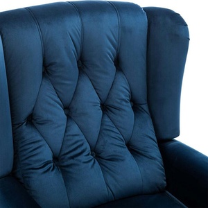 Occasional Armchair Sofa <strong>Chair</strong> Midnight Blue Bonded <strong>Leather</strong> Fabric Button Back Velvet Wing Back <strong>Recliner</strong> <strong>Chair</strong> for Living Room - Product Image 5