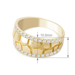 14K Vergoldeter Nugget Vintage CZ Statement-<span class=keywords><strong>Ring</strong></span> für Männer und Frauen Einzigartiger Statement-Schmuck Klassischer Vintage-Stil - Product Image 4