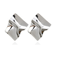 Boucles d'oreilles grandes et audacieuses pour femmes, au design géométrique irrégulier, effet miroir, pour une personnalité affirmée