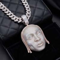 Oferta Especial: Colgante de Plata de Ley 925 con Moissanita Estilo Hip Hop, Joyería de Alta Gama con Incrustaciones Completas para Hombre, Cadena Personalizada