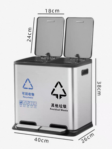 45L Đứng Ba Thùng Rác Có Thể Lưu Trữ Xô Thép Không Gỉ Tái Chế Thùng Nhấn Loại Bước Đạp 10Gallon Thân Thiện Với Môi - Product Image 2