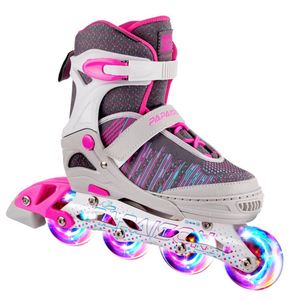 Patins à roulettes en ligne pour enfants filles avec 4 roues élastiques lumineuses en PU pour débutants - Product Image 5