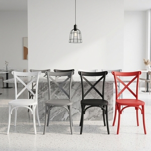 Sillas de Plástico Modernas y Minimalistas para Exteriores, Sillas Ligeras de Lujo para Comedor, Bodas y Banquetes, Diseño de Respaldo Cruzado - Product Image 4