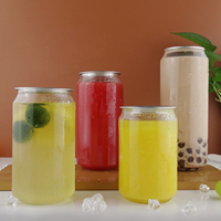 Vente en gros de canettes transparentes en PET faciles à ouvrir pour jus de fruits, boissons, sodas, 330 ml, 500 ml, 650 ml, canettes en plastique vides personnalisées avec couvercle
