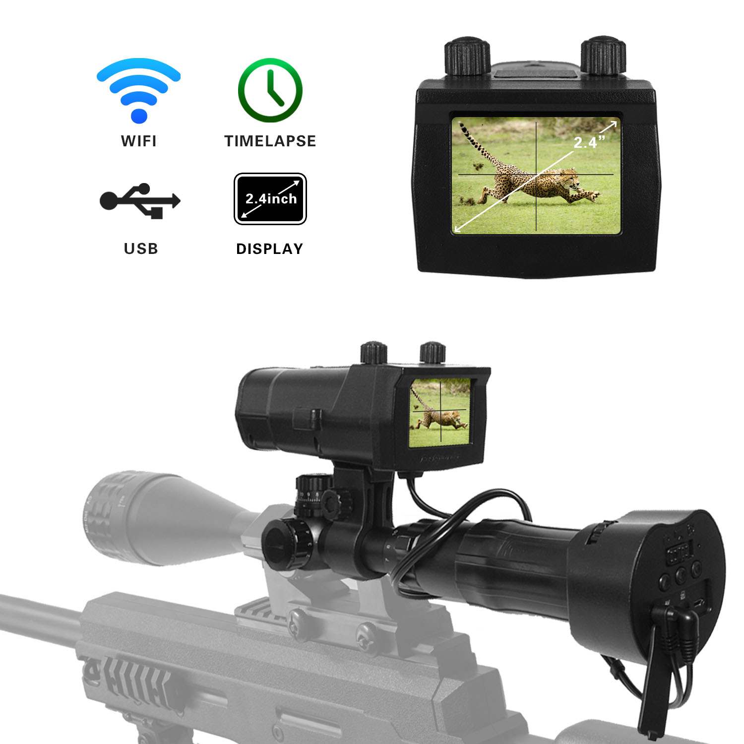 Winait HD720P Scope Mounted Infrared Wifi Digital Night Vision Telescope Camera with 2.4 LCD