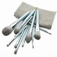 Kit de pinceaux de maquillage végétalien de qualité supérieure Starry Ocean Design avec des cheveux synthétiques gris