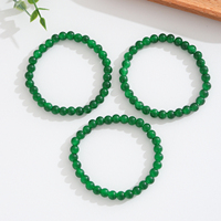 Bracelet en perles de verre vert jade, lot de 3, rond, poli, unisexe, empilable, bijoux pour tenue quotidienne, cadeau
