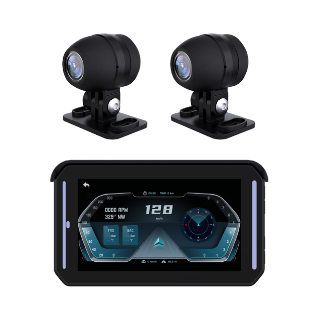 Carplay Android Auto Motorcycle Dash Cam 5"  Dual Cam 1080p with GPS Function