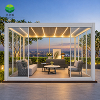 Pergola motorisée en aluminium sur mesure avec toit à lames orientables et rétractables, couverture de patio imperméable pour jardin et cour arrière