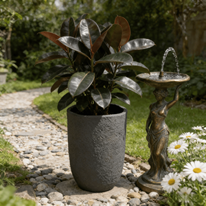 Pot de fleurs en céramique de style américain, écologique, durable, texture pierre brune patinée, pour intérieur, extérieur, jardin, sol - Product Image 6